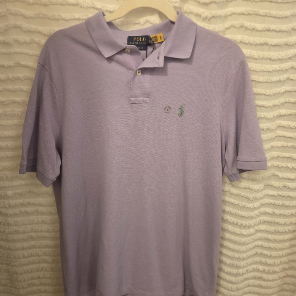 Polo Ralph Lauren Polo Shirt Medium Classic Fit Purple w/Mint Green Pony